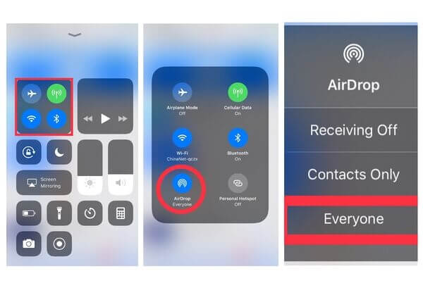 Etapas abertas do iPhone do Airdrop