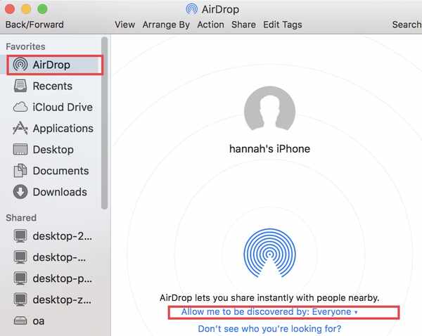 Airdrop Mac’i açın