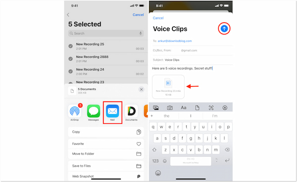 Transfer Memos Using Email
