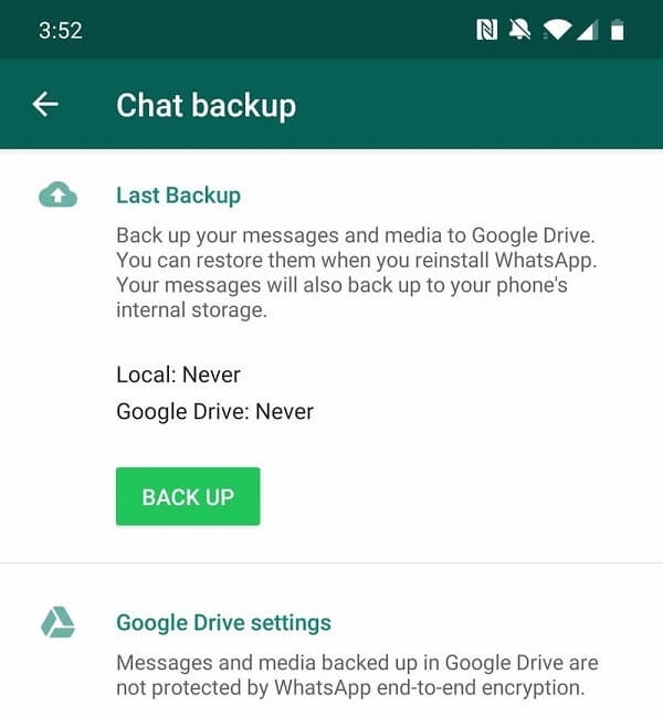 Biztonsági mentés a Google Drive-ba