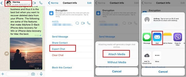 Exportujte chat Whatsapp prostřednictvím e-mailu