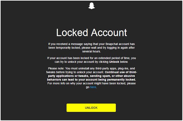 Solução 3 Botão de desbloqueio do Snapchat