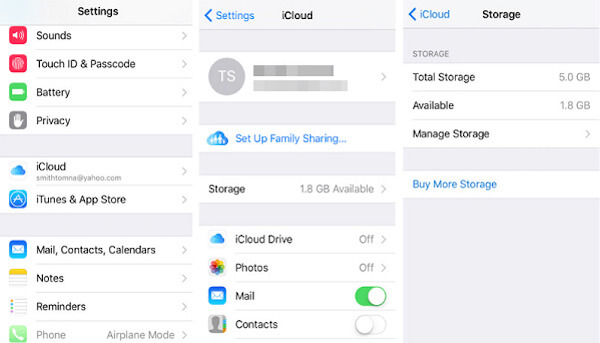 Sprawdź iCloud Storage