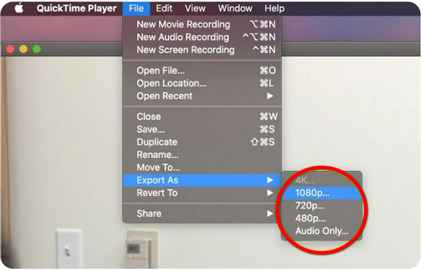 Export As in QuickTime