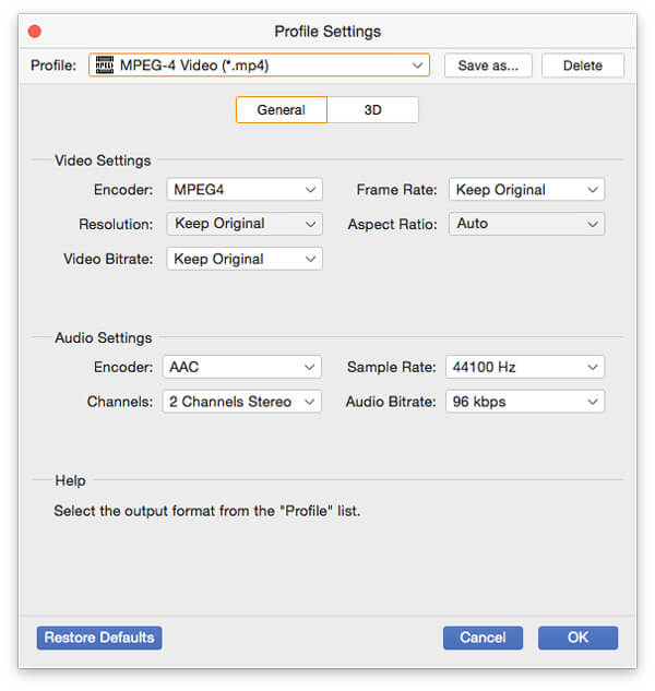 Vælg MP4 Output Format