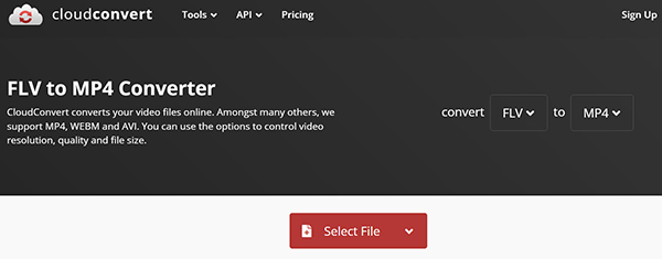 Upload FLV To CloudConvert