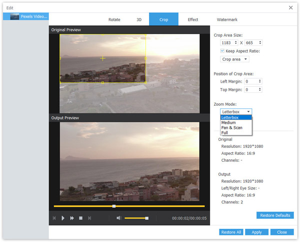 Crop video