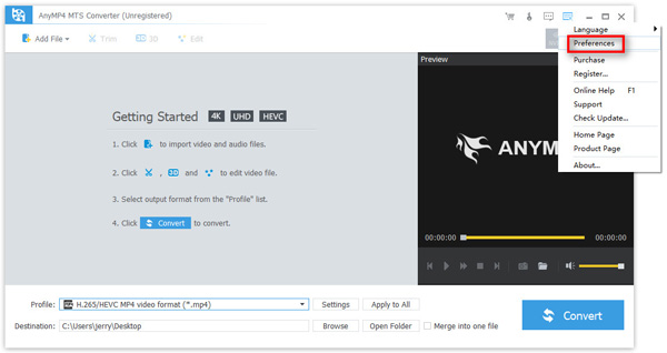 Select Preferences
