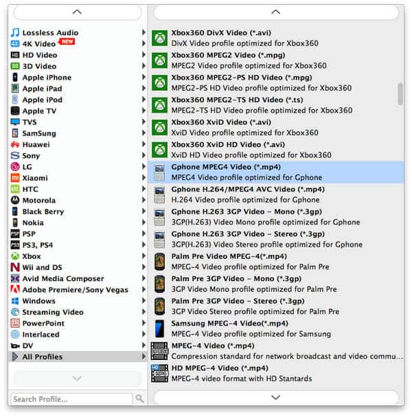 Set output format