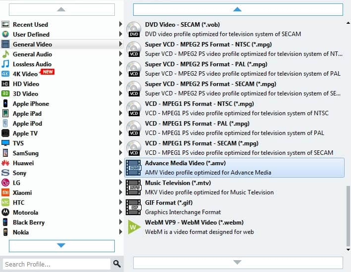 Set output format