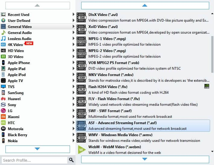 Set output format