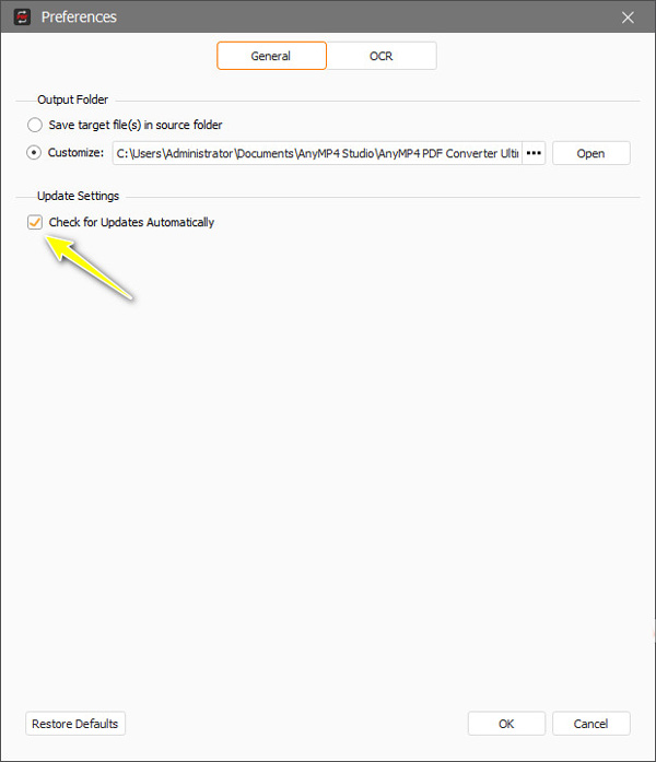 Päivitä PDF Converter Ultimate automaattisesti