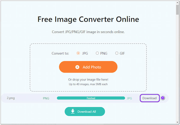 AnyMP4 Online Converti PNG in download JPG