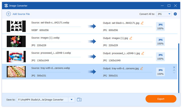 AnyMP4 WebP till JPG Converter