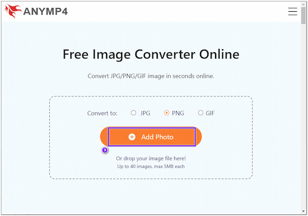 AnyMP4 Online Converter WEBP Add Photo