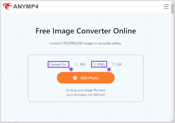 AnyMP4 Çevrimiçi Dönüştürücü WEBP'ye Dönüştür