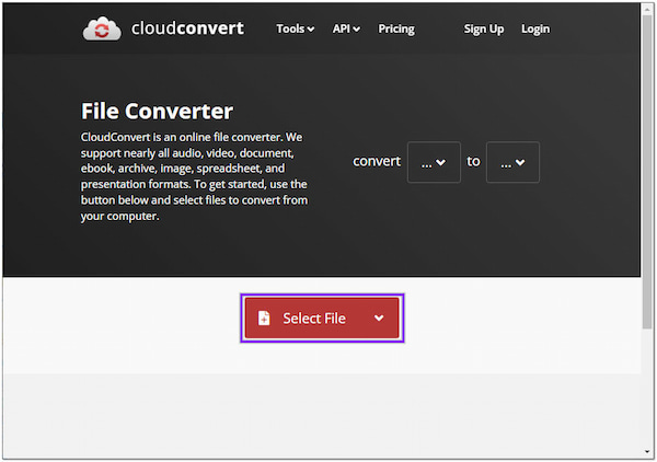 Cloud Convert Online Välj fil