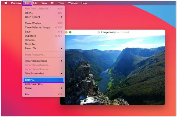 Mac Preview Převést WEBP