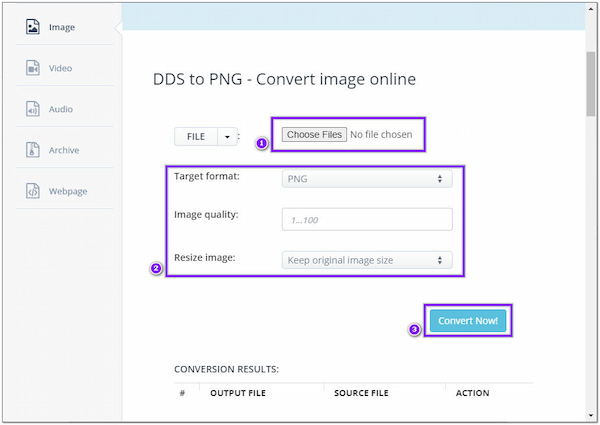 Aconvert DDS naar PNG-converter