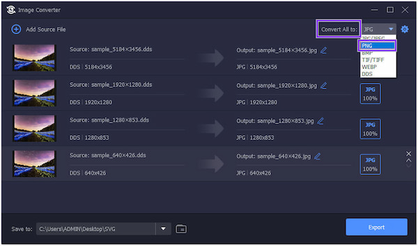 AnyMP4 DDS Converter Offline formátum