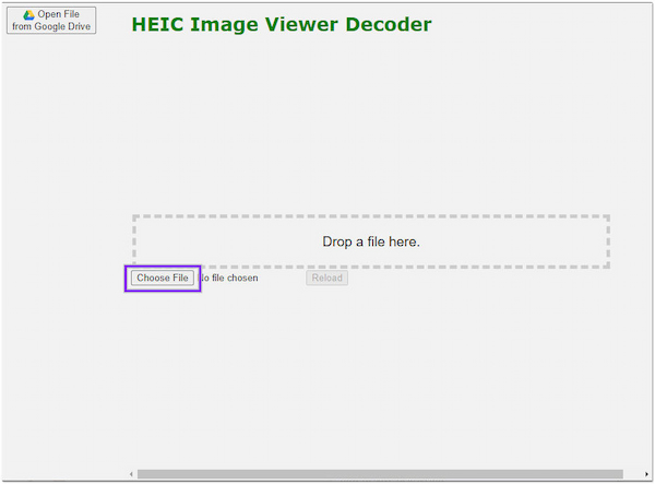 Decodificador de visor de imágenes HEIC Elegir archivo