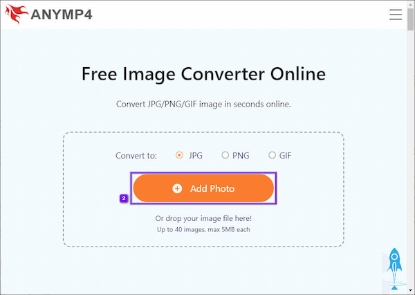 AnyMP4 Online Converter Adicionar JPG