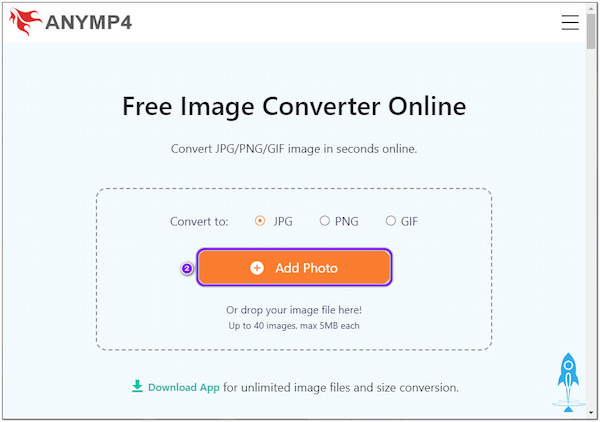 AnyMP4 Online Image Converter Muunna Lisää valokuva