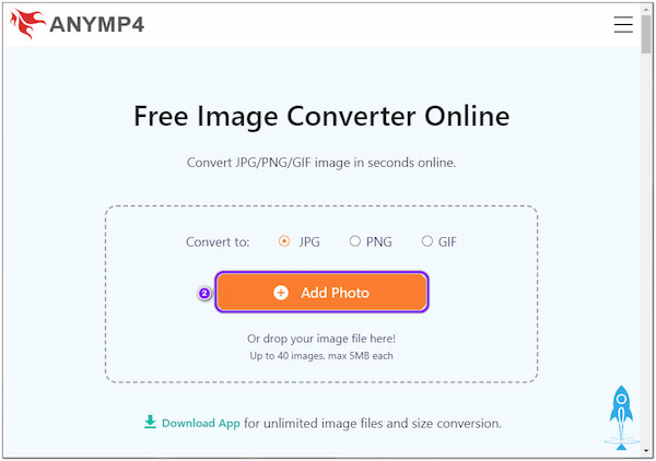 Convertitore di immagini online AnyMP4 Converti Aggiungi foto