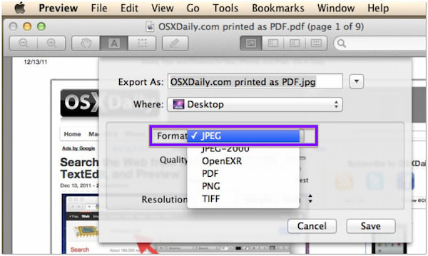 Convertitore di immagini del Finder per Mac