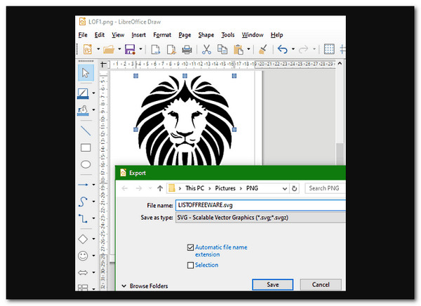 LibreOffice Draw PNG to SVG