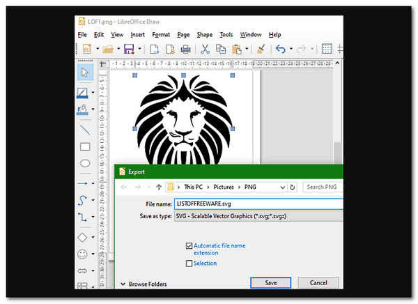 LibreOffice Teken PNG naar SVG