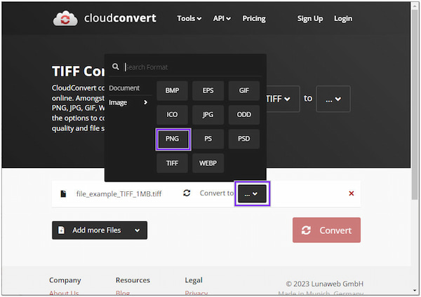 Convertitore di file CloudConvert a tre punti