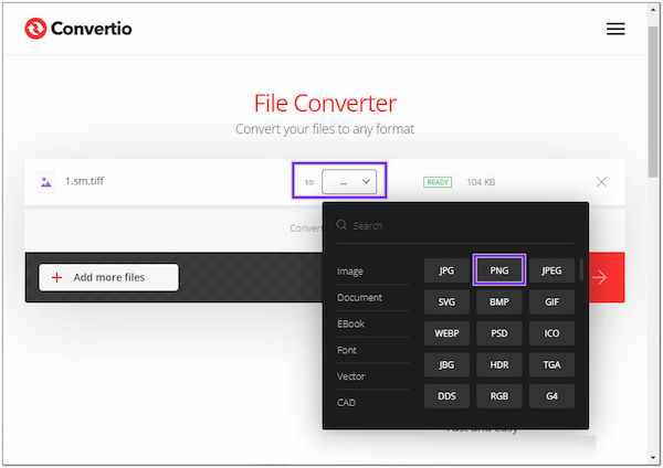 Convertio File Converter tre punti