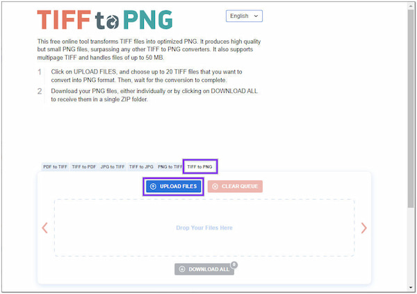 TIFF to PNG Converter Upload Files