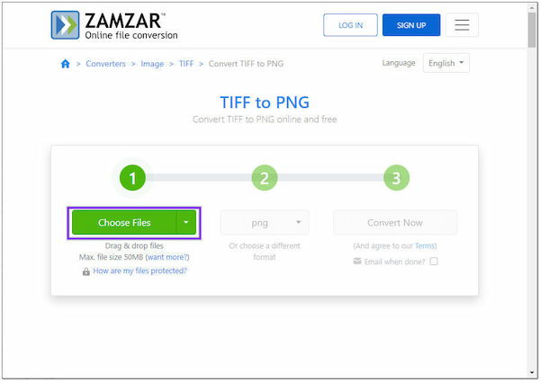 ZamZar Online File Conversion Valitse