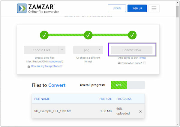 Conversão de arquivos on-line do ZamZar