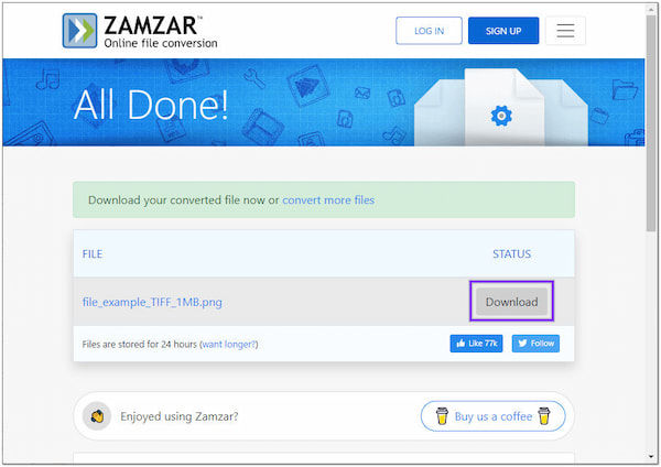 Download ZamZar Online filkonvertering