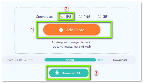 AnyMP4 Online Image Converter TIFF to JPG Steps Guide