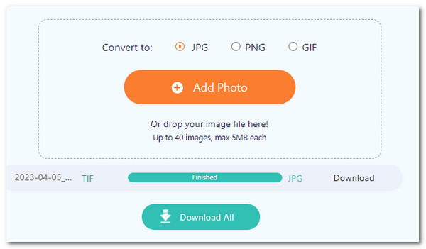 AnyMP4 Online Image Converter TIFF para JPG