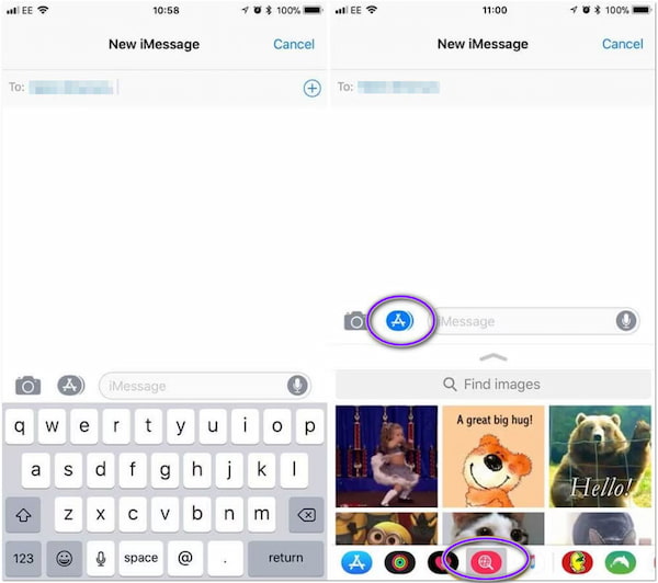 GIF do iPhone para texto Localizar imagem