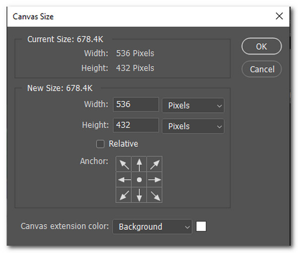 Modifica dimensione della tela di Adobe Photoshop