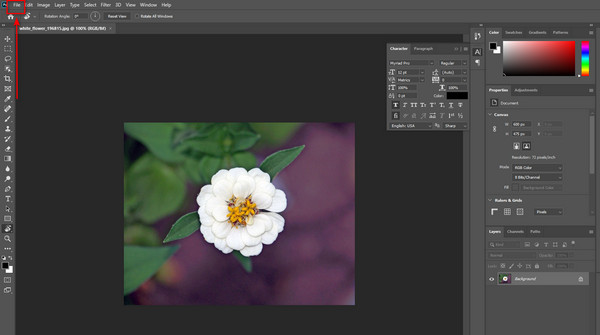 Adobe Photoshop Открыть файл