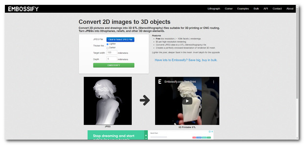 Melhor Conversor de Imagem 2D para 3D Embossify