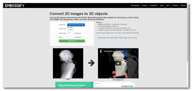 Bedste 2D til 3D Image Converter Embossify