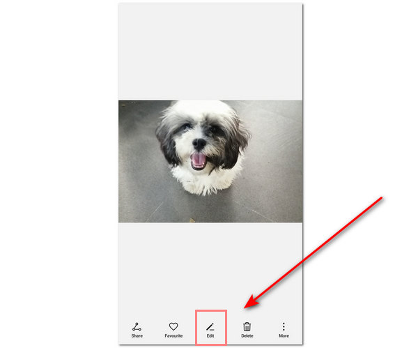 Android Enhance Image Kattintson a Szerkesztés lehetőségre