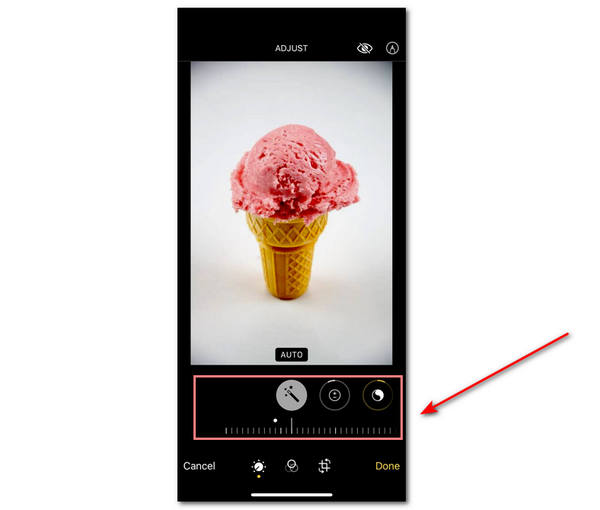 Skjutreglage för iPhone Enhance Image Adjust