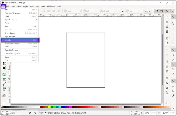 Wis achtergrond op Inkscape-bestand