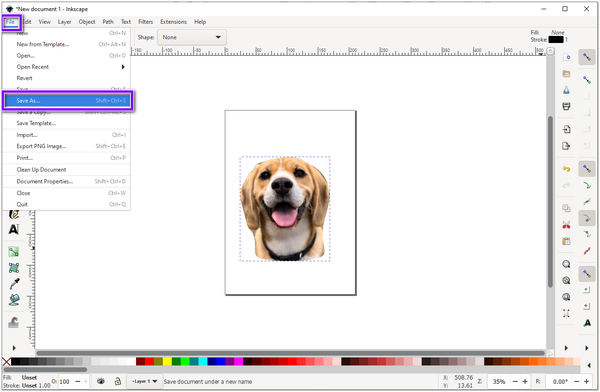 Wis achtergrond op Inkscape Save