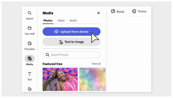 Adobe Express Interface