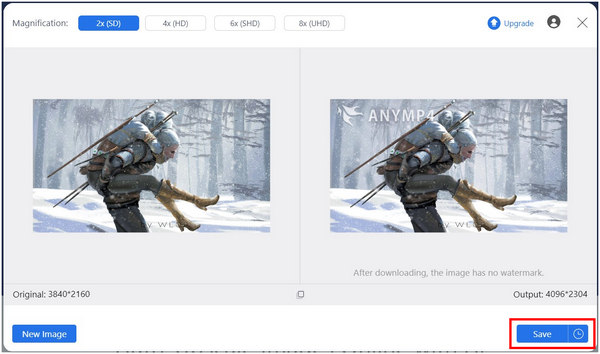 AnyMP4 Image Upscaler Save